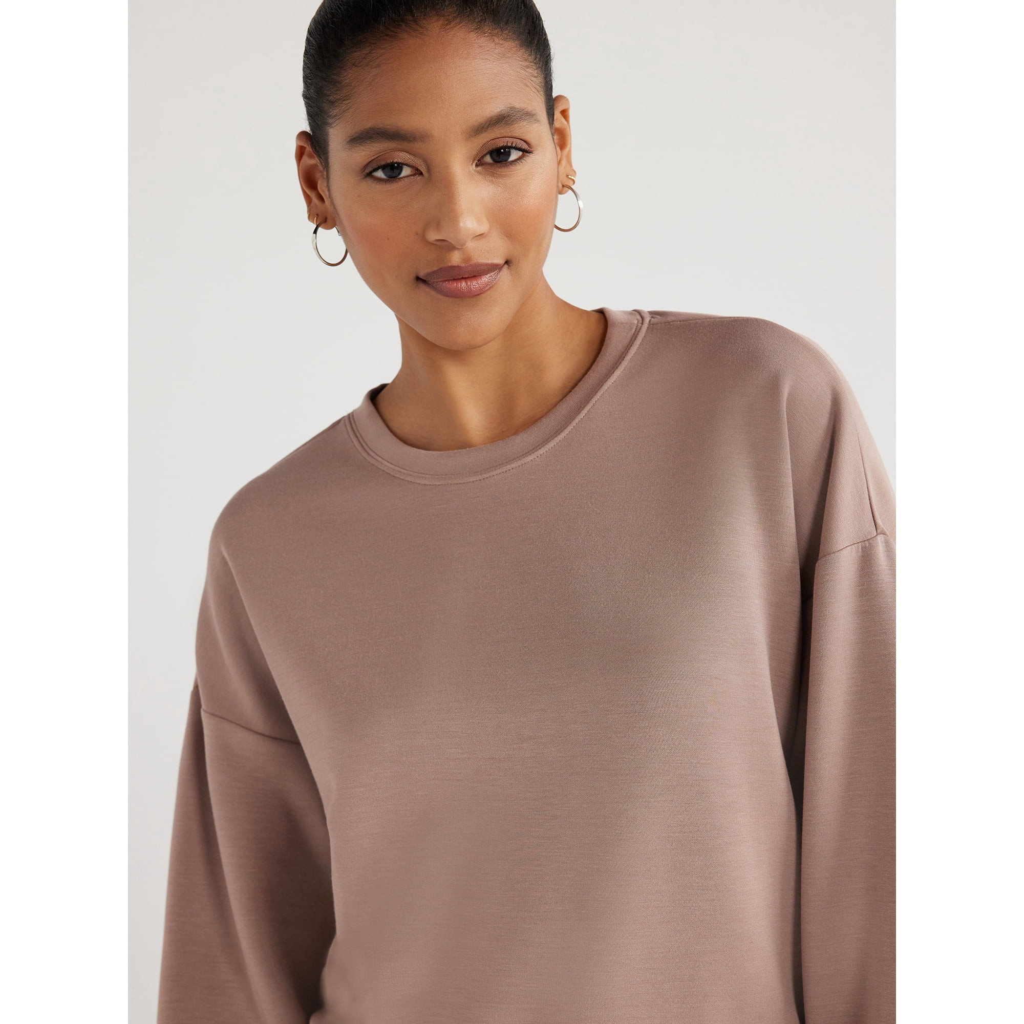 Scoop Women's and Women's Plus Ultimate ScubaKnit Cropped Sweatshirt with Drop Sleeves, Size XS-4... | Walmart (US)