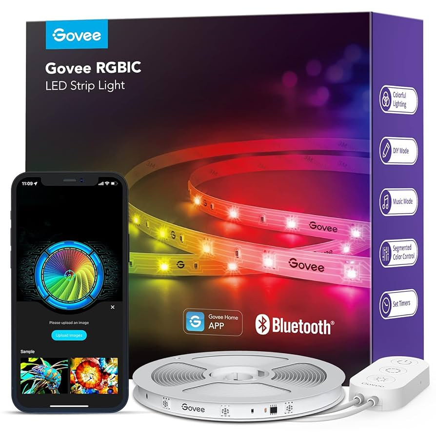 Govee RGBIC LED Strip Lights, 32.8ft Smart LED Lights for Bedroom, Bluetooth LED Lights APP Contr... | Amazon (US)
