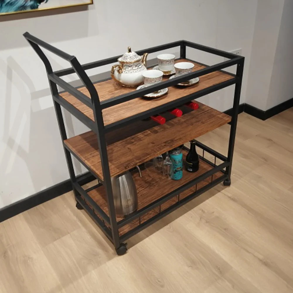 Costa Bar Cart With 3 Tier Storage, Tea carts serving Beverage cart with Lockable wheels, Wooden ... | Walmart (US)