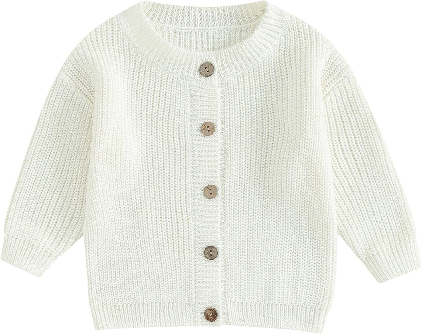 Karwuiio Toddler Baby Girl Boy Knit Cardigan Sweater Round Neck Long Sleeve Open Front Sweater In... | Amazon (US)