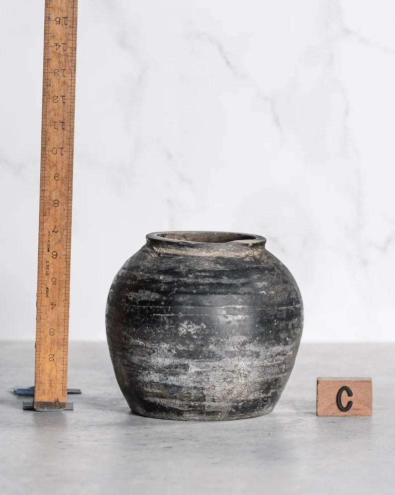 Medium Vintage Black Grey Pots {No Handles) (Free Shipping) | Etsy (US)