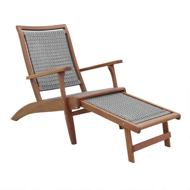 Gray All Weather Wicker and Wood Galena Outdoor Lounger | World Market