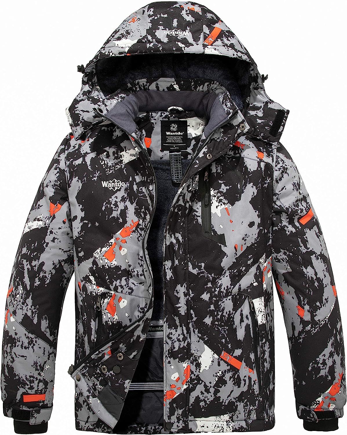 Wantdo Men's Mountain Waterproof Ski Jacket Windproof Rain Jacket Winter Warm Hooded Coat | Amazon (US)