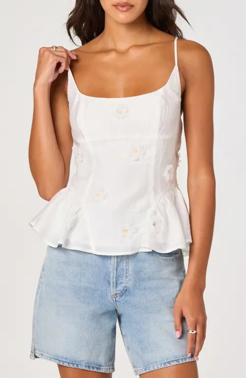 ASTR the Label Kassidy Floral Appliqué Camisole in White at Nordstrom, Size Medium | Nordstrom