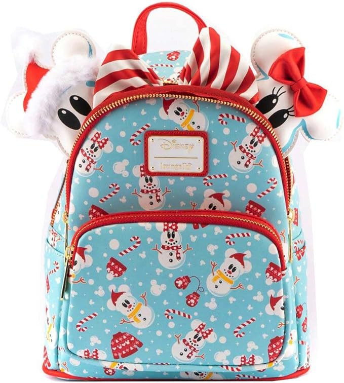 Loungefly Disney Christmas Mickey and Minnie Snowman AOP Womens Double Strap Shoulder Bag Purse w... | Amazon (US)
