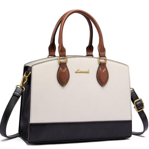 LOVEVOOK Purse Handbag for Women, Vintage Tote Shoulder Bag Trendy, PU Leather Satchel Bag, Medium Ladies Hand black,White，brown | Amazon (US)