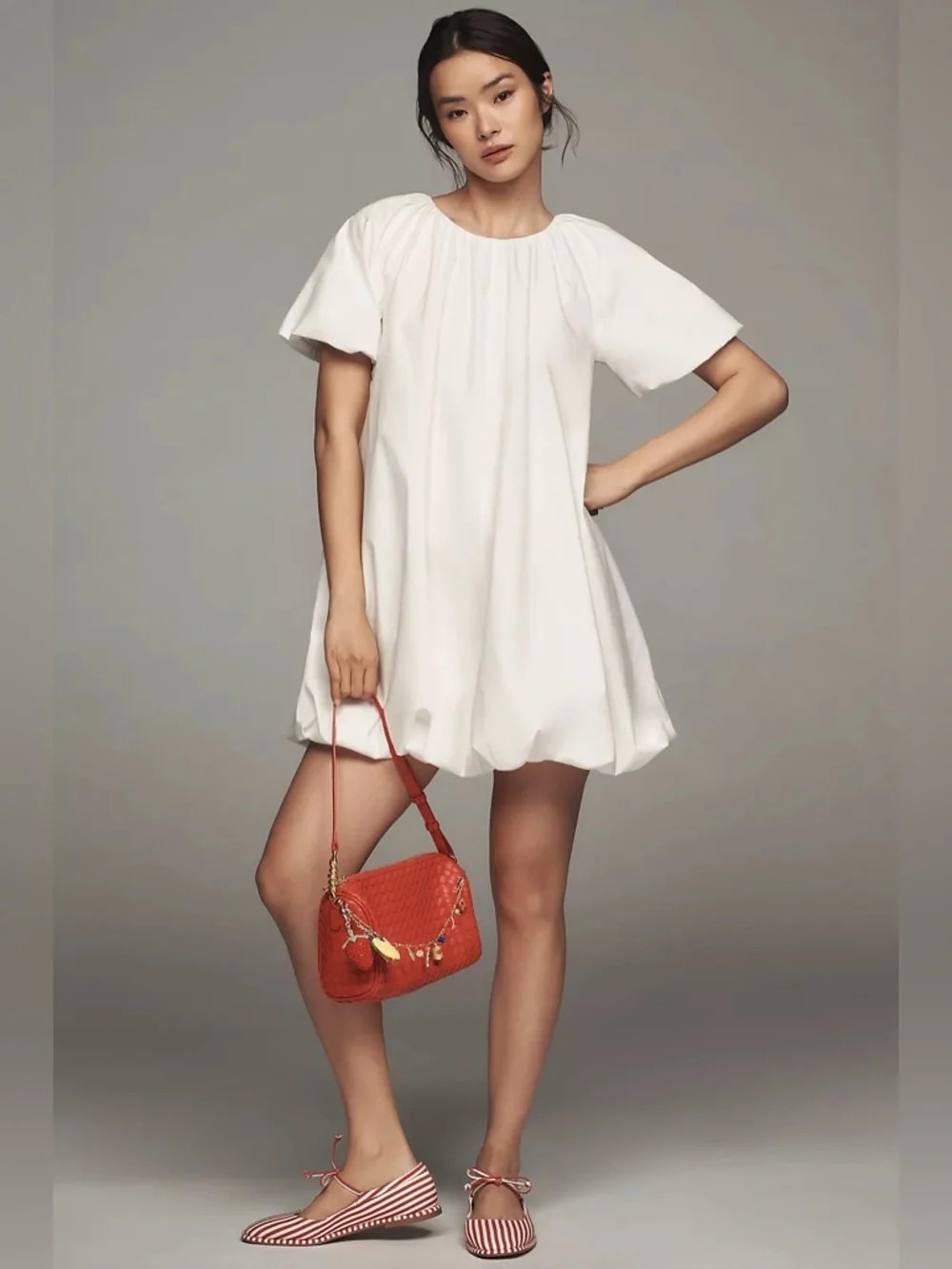 NWT Anthropologie Puff Sleeve Bubble Hem Mini Dress White XXS Coastal Bridal | Poshmark