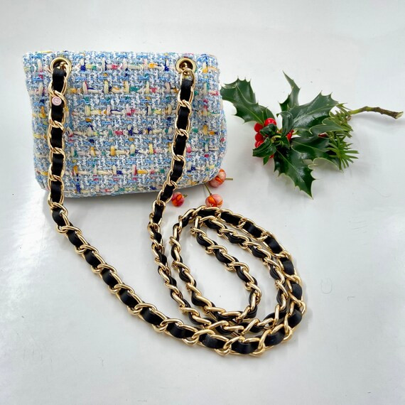 MINI Tweed Shoulder Bag With Chunky Chain Lanyard in Rose - Etsy | Etsy (US)