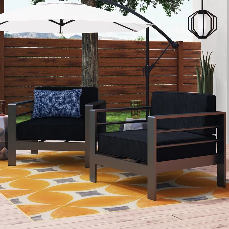Caggiano Patio Chair with Cushions (Set of {quantity}) | Wayfair North America