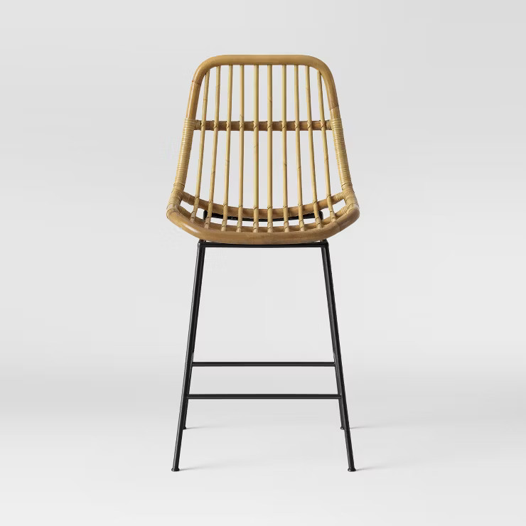 Linnet Rattan with Metal Legs Counter Height Barstool - Opalhouse™ | Target
