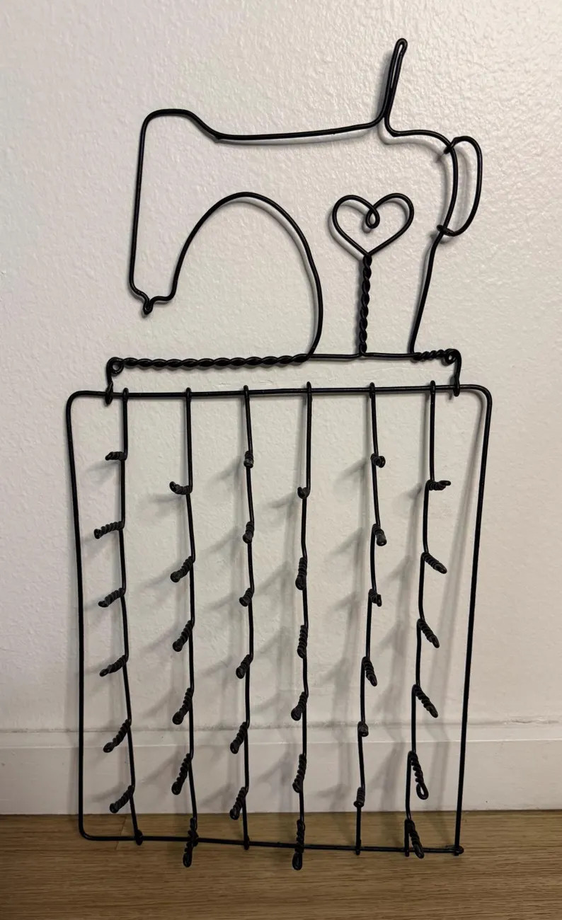 Vintage Black Wire Thread Spool Holder, Coffee Mug Wall Rack, Sewing Thread Organizer | Etsy (Global)
