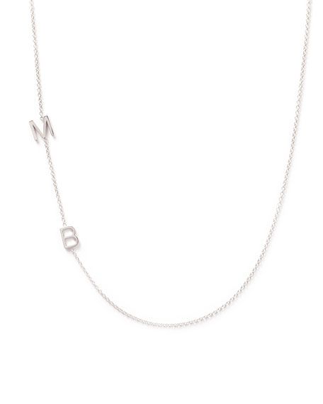 Maya Brenner Designs Mini 2-Letter Personalized Necklace, 14k White Gold | Neiman Marcus