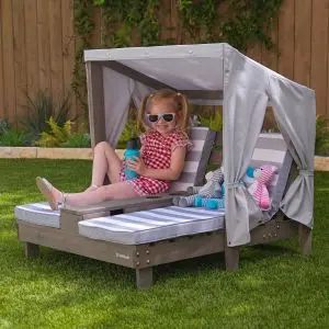 Double Chaise Lounge with Cup Holders - Gray | KidKraft