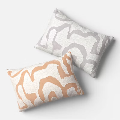 Oversize Geometric Patterned Chenille and Velvet Lumbar Throw Pillow - Threshold™ | Target