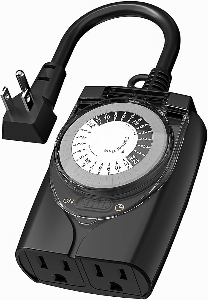 HBN Outlet Timer, 24 Hour Mechanical Outdoor Timer for Lights, Plug in Timer Waterproof, 2 Ground... | Amazon (CA)