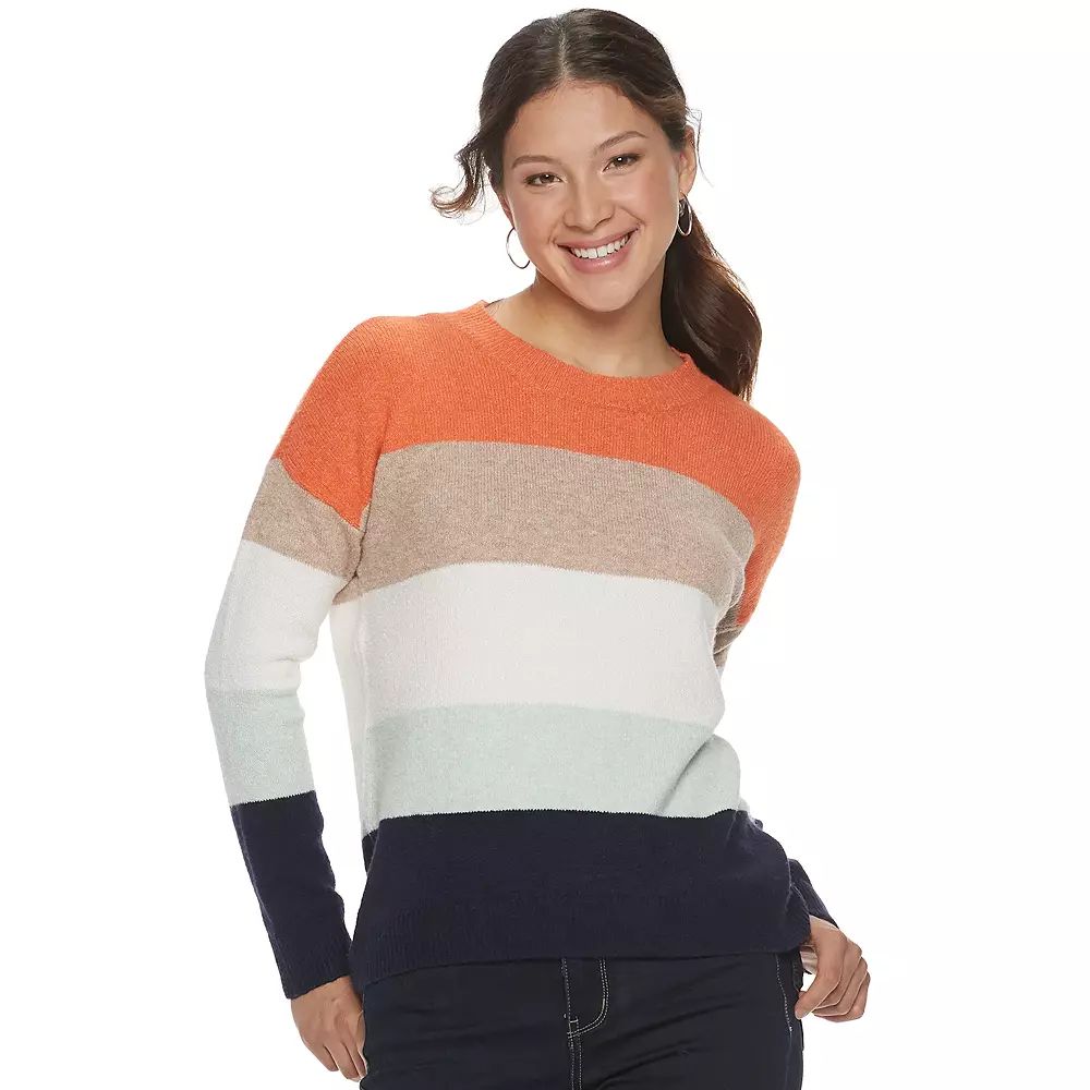 Juniors' SO® Mossy Color Block Stripe Pullover | Kohl's