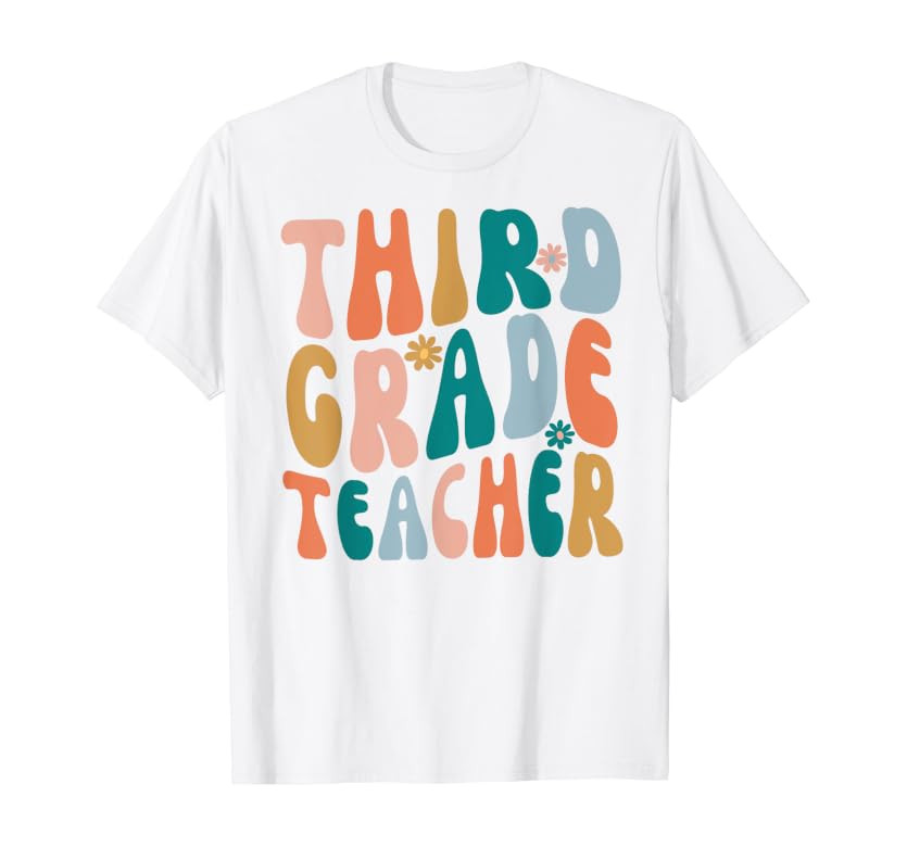 Third Grade Teacher Retro Groovy Design 3rd Grade Teaching T-Shirt | Amazon (US)