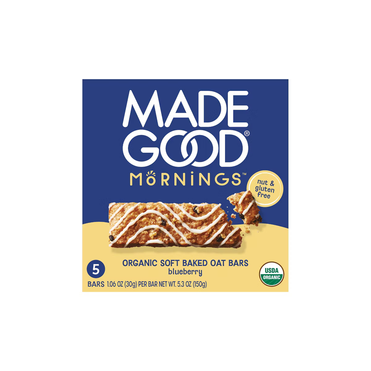MadeGood Mornings Blueberry Soft Baked Oat Bars - 5.3oz/5ct | Target