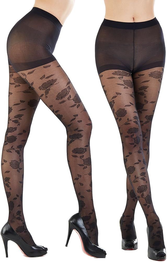 Women's Patterned Footed Tights Pantyhose 3pair or 2pair | Amazon (US)