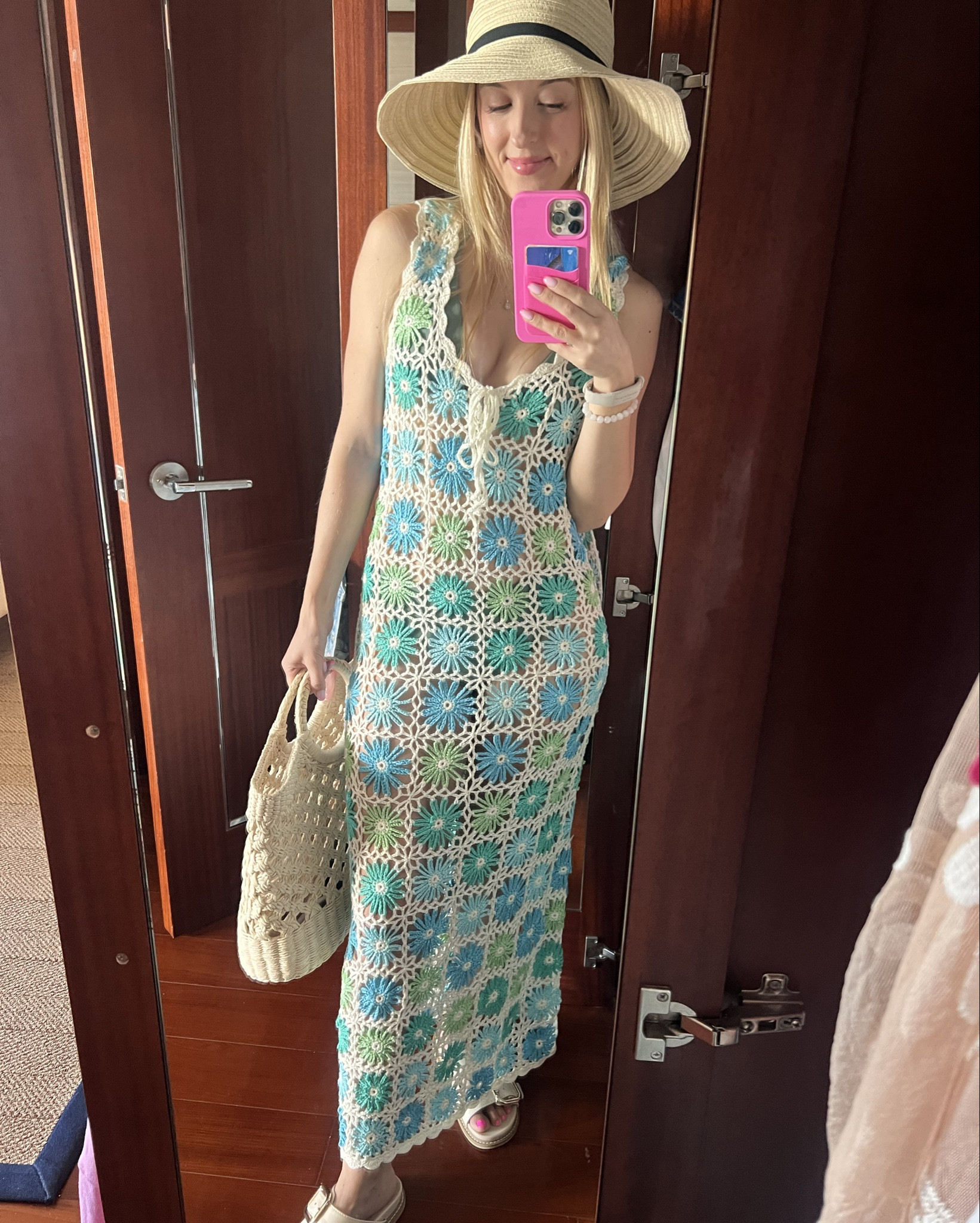 A dream 🐚🩵🌴 Crochet beach coverup dress 

It’s versatile enough to also wear to dinner with a belt and heels. Gorgeous! I’m never taking this off! 😍

Pictured: XS

#LTKSeasonal #LTKTravel