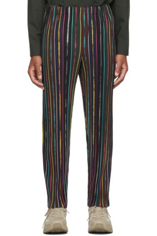 Homme Plissé Issey Miyake - Multicolor Pastel Stripe Trousers | SSENSE