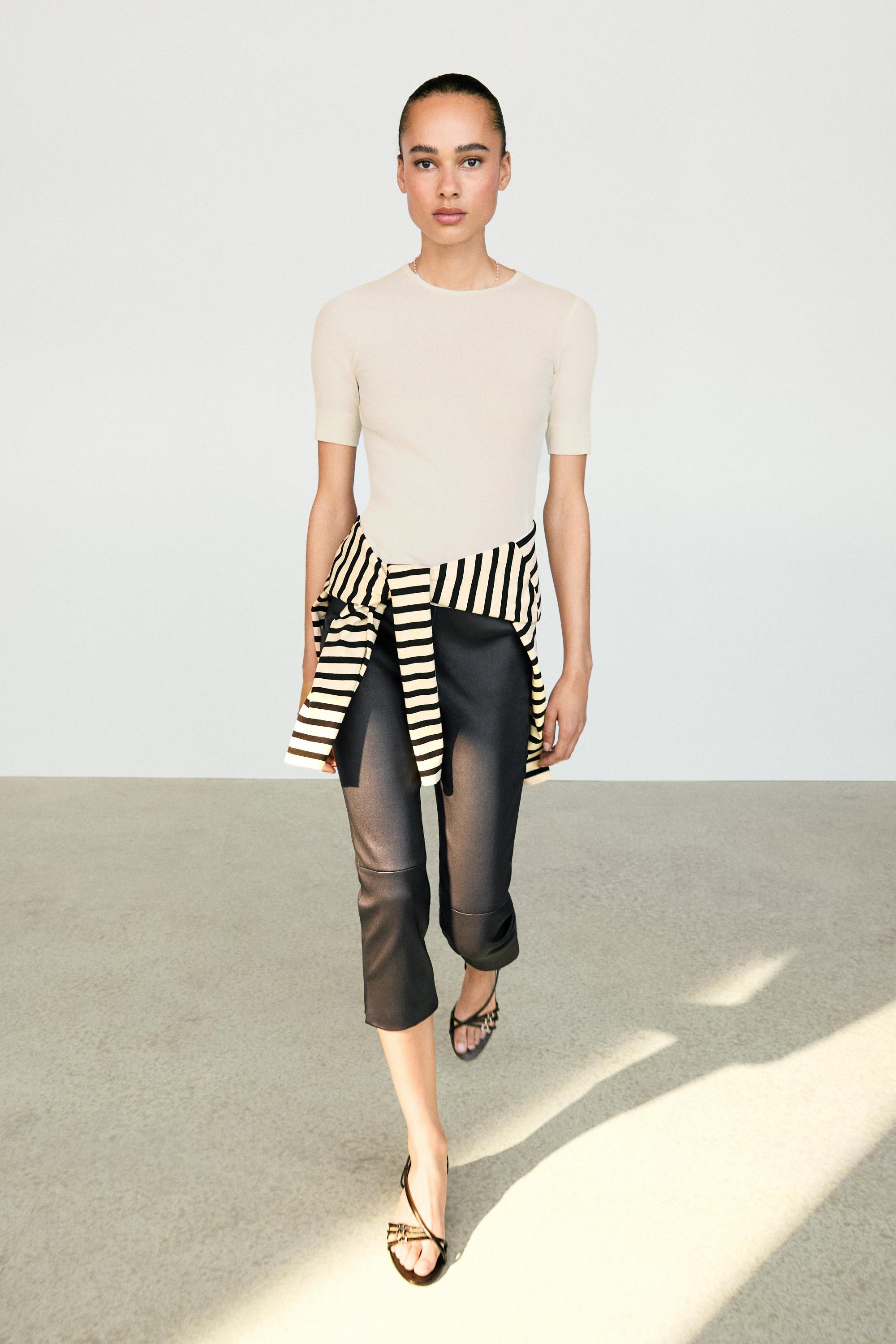 Leather capris | Massimo Dutti US