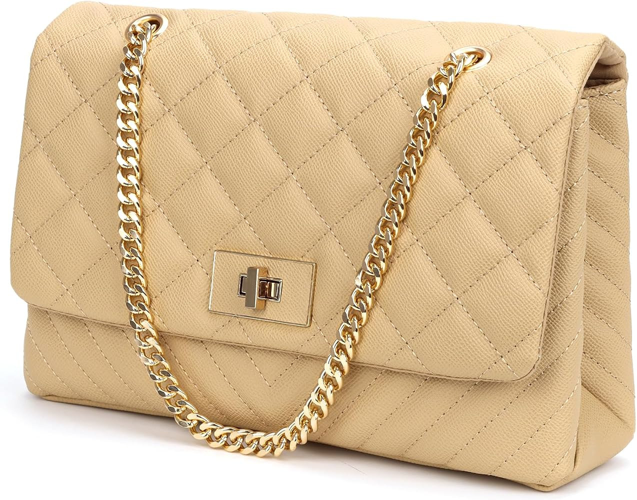 Leather Quilted Crossbody Bags for Women Trendy Chain Crossbody Purse Designer Handbags Clutch Pu... | Amazon (US)