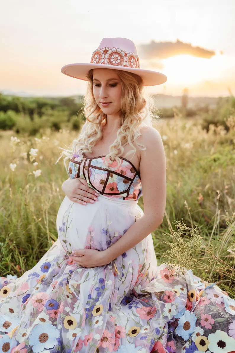 Maternity Two Piece Set, 3D Flowers Maternity Tulle Gown for Photoshoot, Summer Style, Photograph... | Etsy (US)