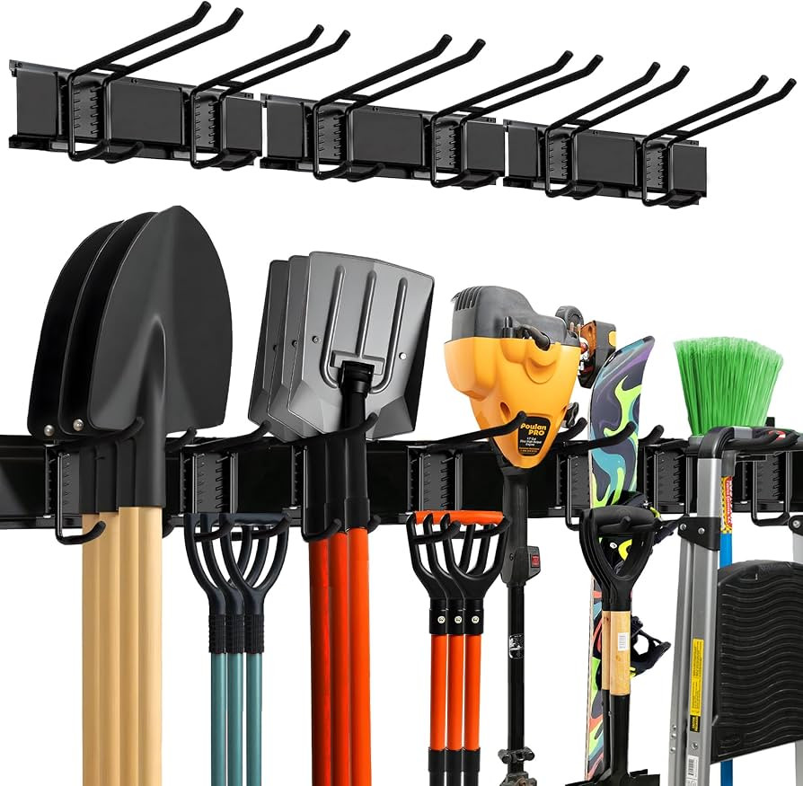 TIDYME Garage Wall Organizer | 48" Heavy-Duty Tool Storage Rack | Adjustable Double-Layer Hooks |... | Amazon (US)