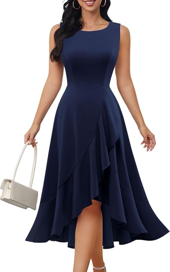 DRESSTELLS Women's Cocktail Party Dress Formal Church Dress for Wedding Guest Fit Flare Modest Pr... | Amazon (US)