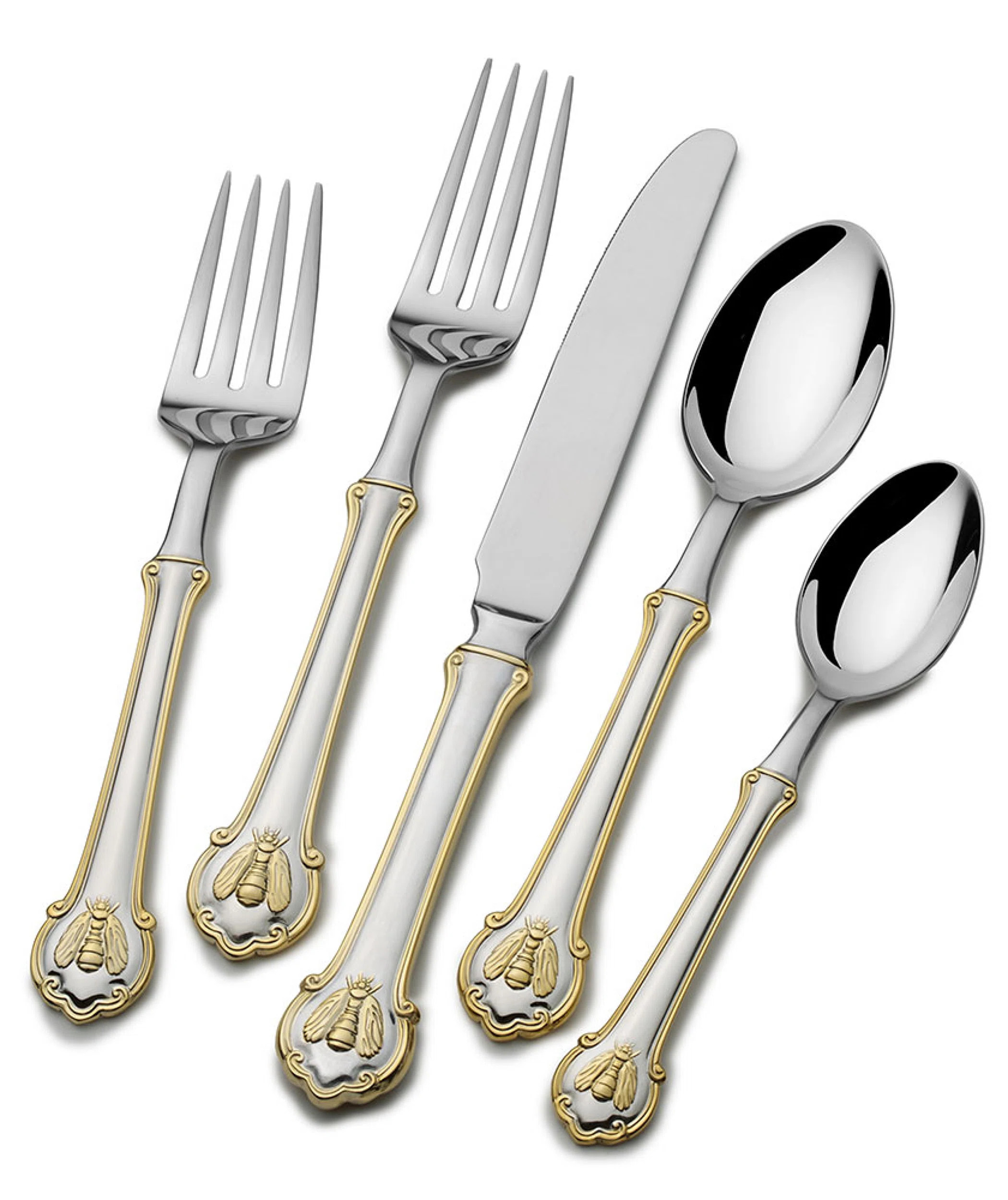 Wallace Napoleon Bee Gold Accent 45 Piece Flatware Set, Service for 8 & Reviews | Wayfair | Wayfair North America