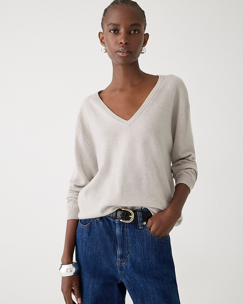 Cashmere relaxed V-neck sweater | J. Crew US