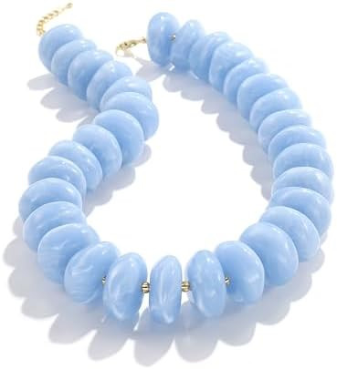 CONRAN KREMIX Colorful Chunky Beaded Necklace for Women,Large Acrylic Bead Choker Statement Neckl... | Amazon (US)