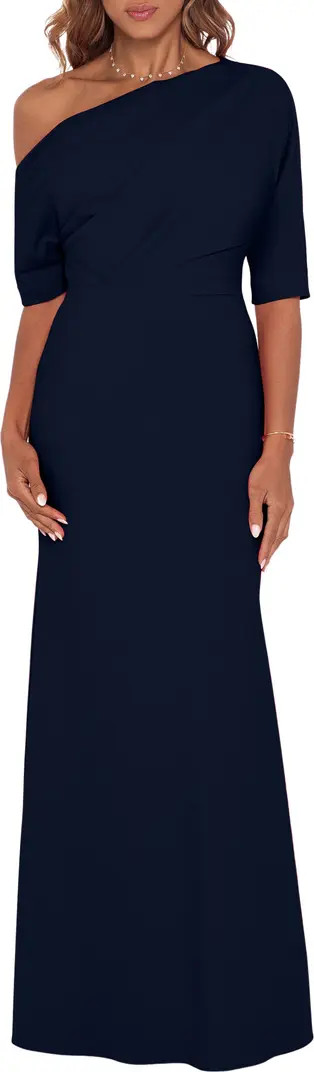One-Shoulder Crepe Scuba Trumpet Gown | Nordstrom
