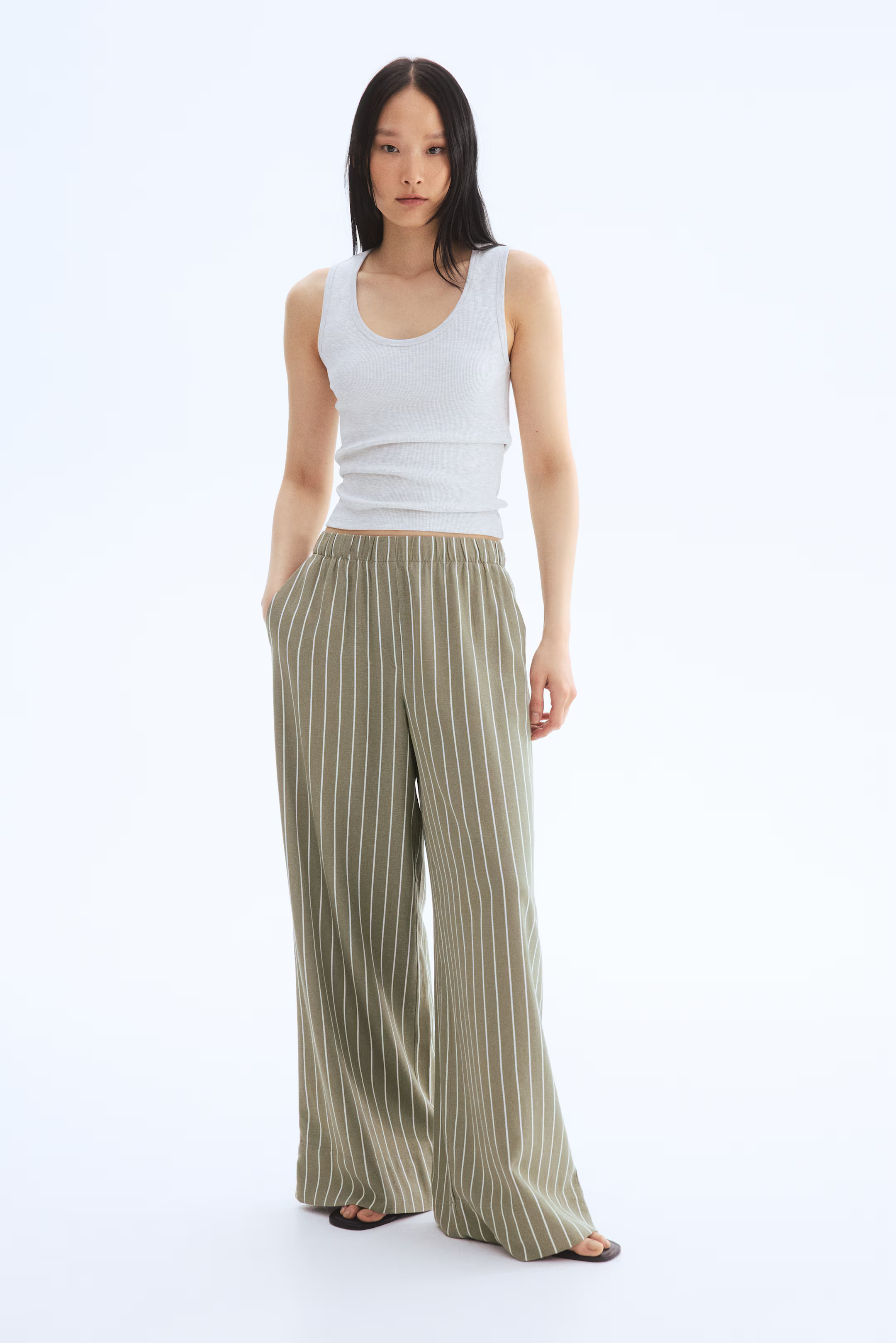 Wide-Leg Linen-Blend Pants | H&M (US + CA)