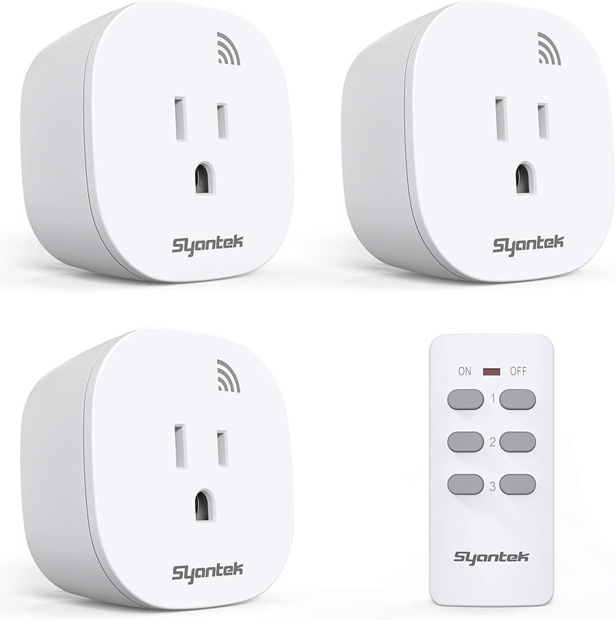 Syantek Remote Control Outlet Wireless Light Switch for Household Appliances, Expandable Remote Ligh | Amazon (US)