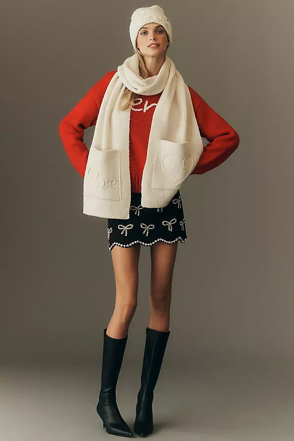 Jocelyn Heart Ribbed Knit Scarf | Anthropologie (US)