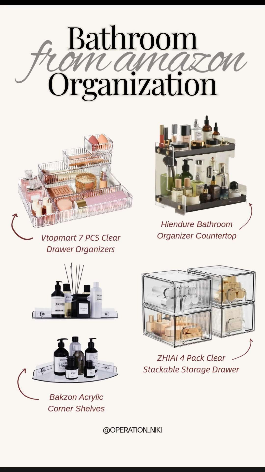 Bathroom organization from Amazon that keeps everything neat, visible, and easy to reach 🧼✨ Simple storage swaps that help streamline daily routines and reduce clutter without overthinking it.

Follow for more @OPERATION_NIKI on IG, TikTok, & Facebook

#bathroomorganization #homeorganization #amazonfinds #organizedhome #homeessentials #bathroomstorage #organizationinspo #amazonhome #declutter #operationniki 

 #LTKselfcare #LTKHome #LTKBeauty
