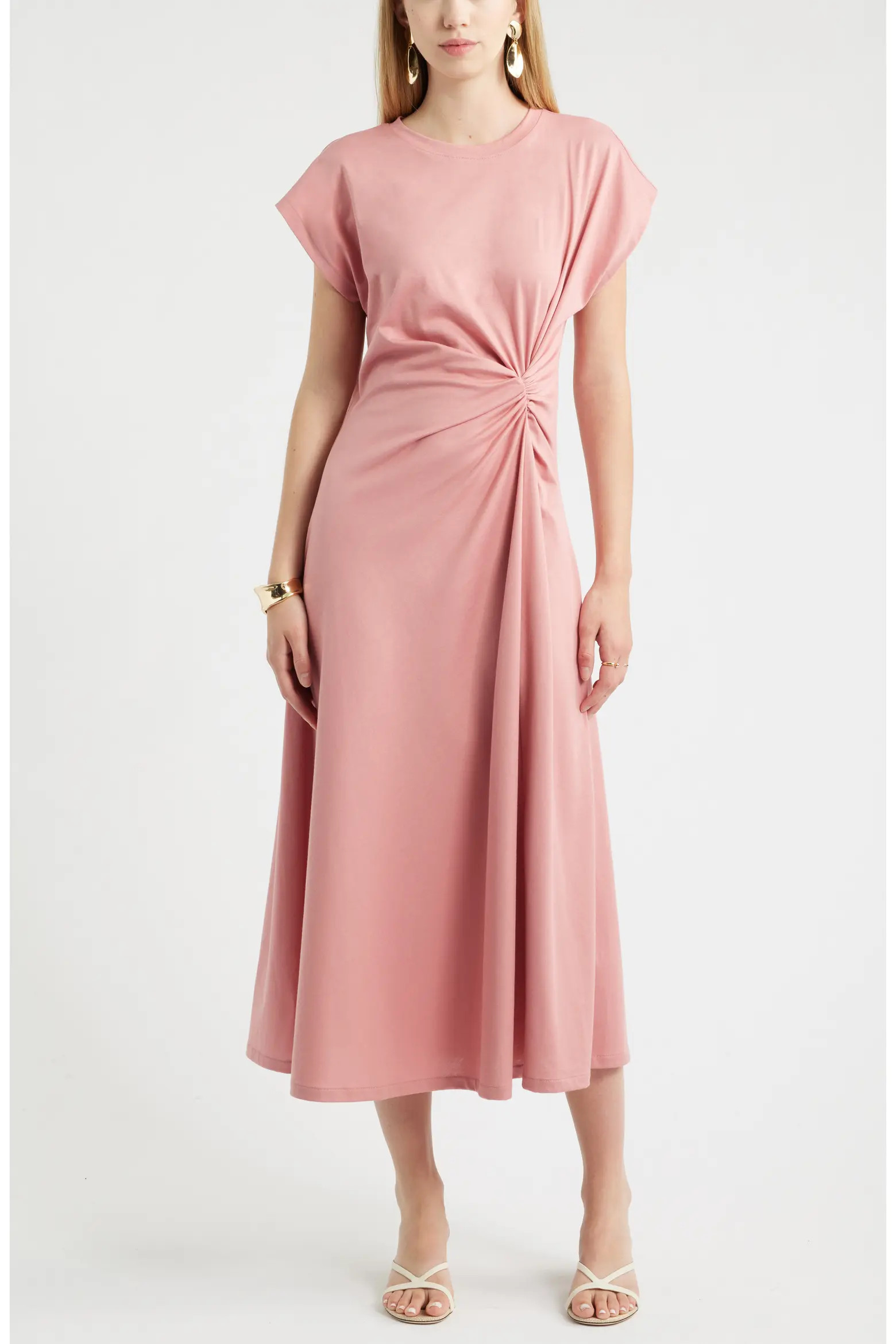Crew Neck Side Twist Midi T-Shirt Dress (Women) | Nordstrom | Nordstrom