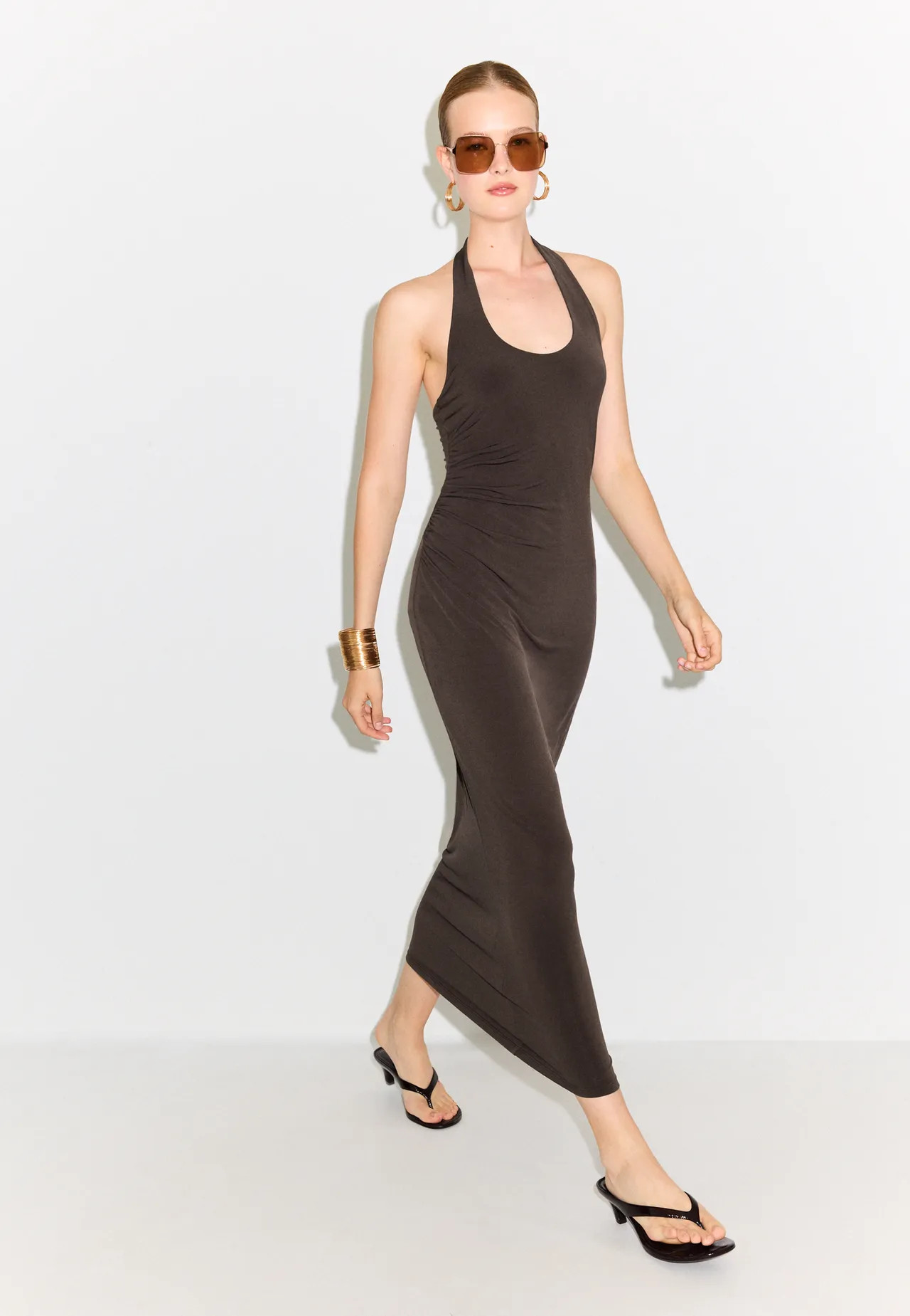 Halter neck midi dress - Women's See all | Stradivarius United Kingdom | Stradivarius (UK)
