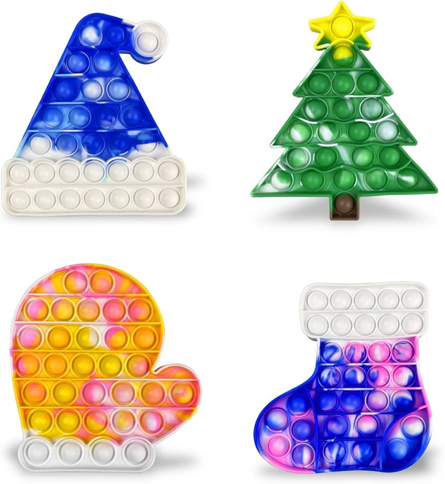 Pinkiwine 4 Pack Colorful Christmas Fidget Sensory Pop Toys Pack for Kids Girls Boys Toddlers Chr... | Amazon (US)