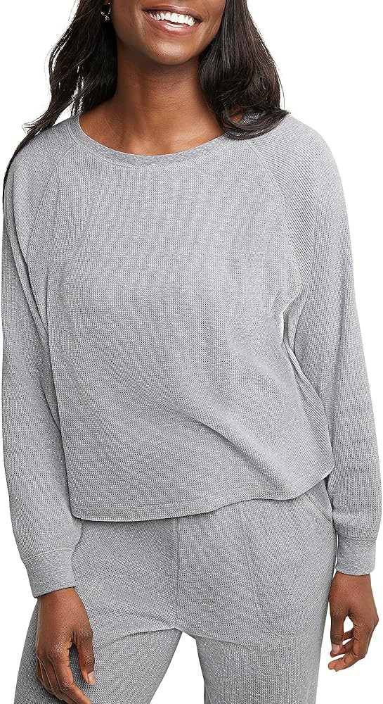 Hanes Originals Women's Waffle Long Sleeve Lounge Top | Amazon (US)