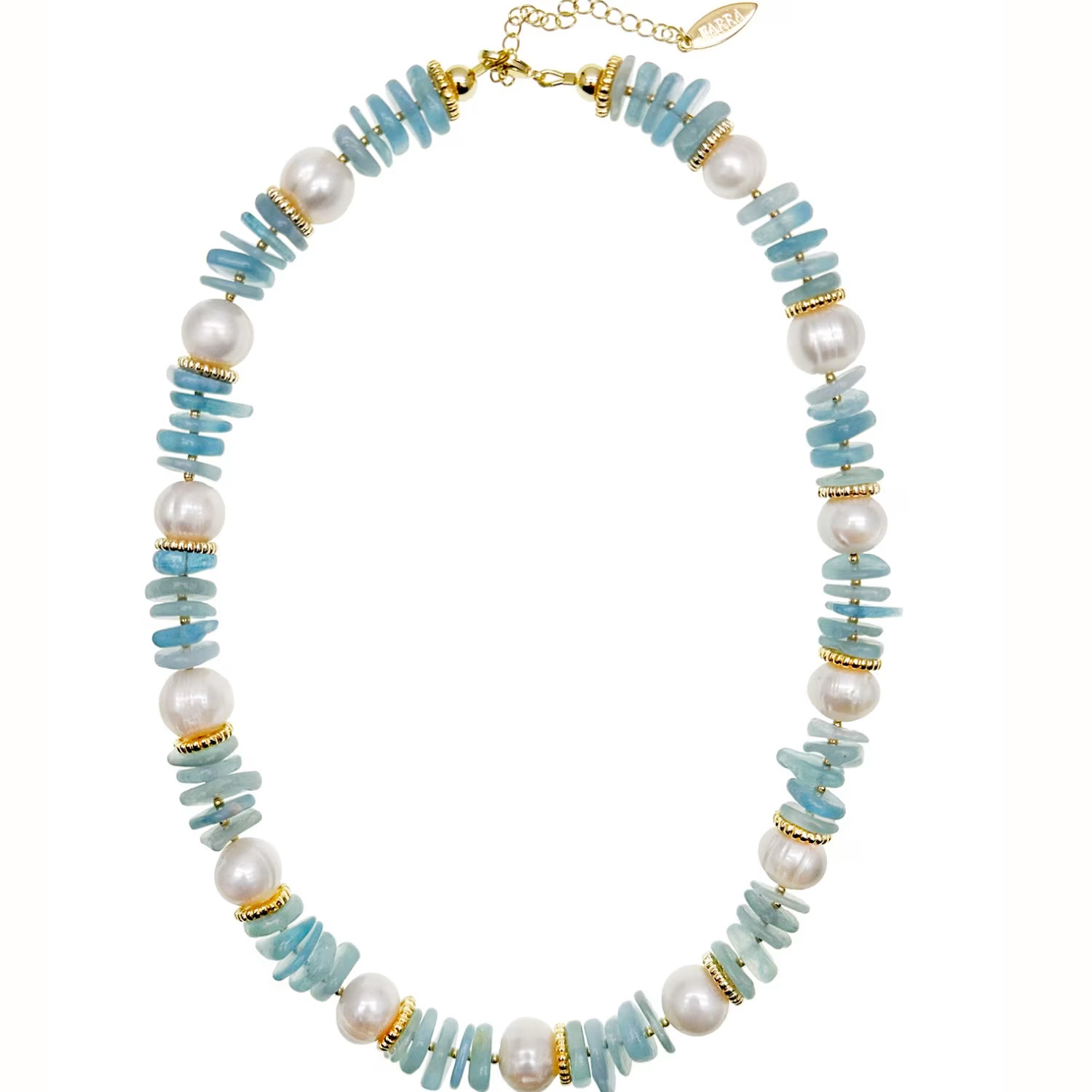 Baroque Pearls With Aquamarine Stone Short Necklace | Wolf & Badger