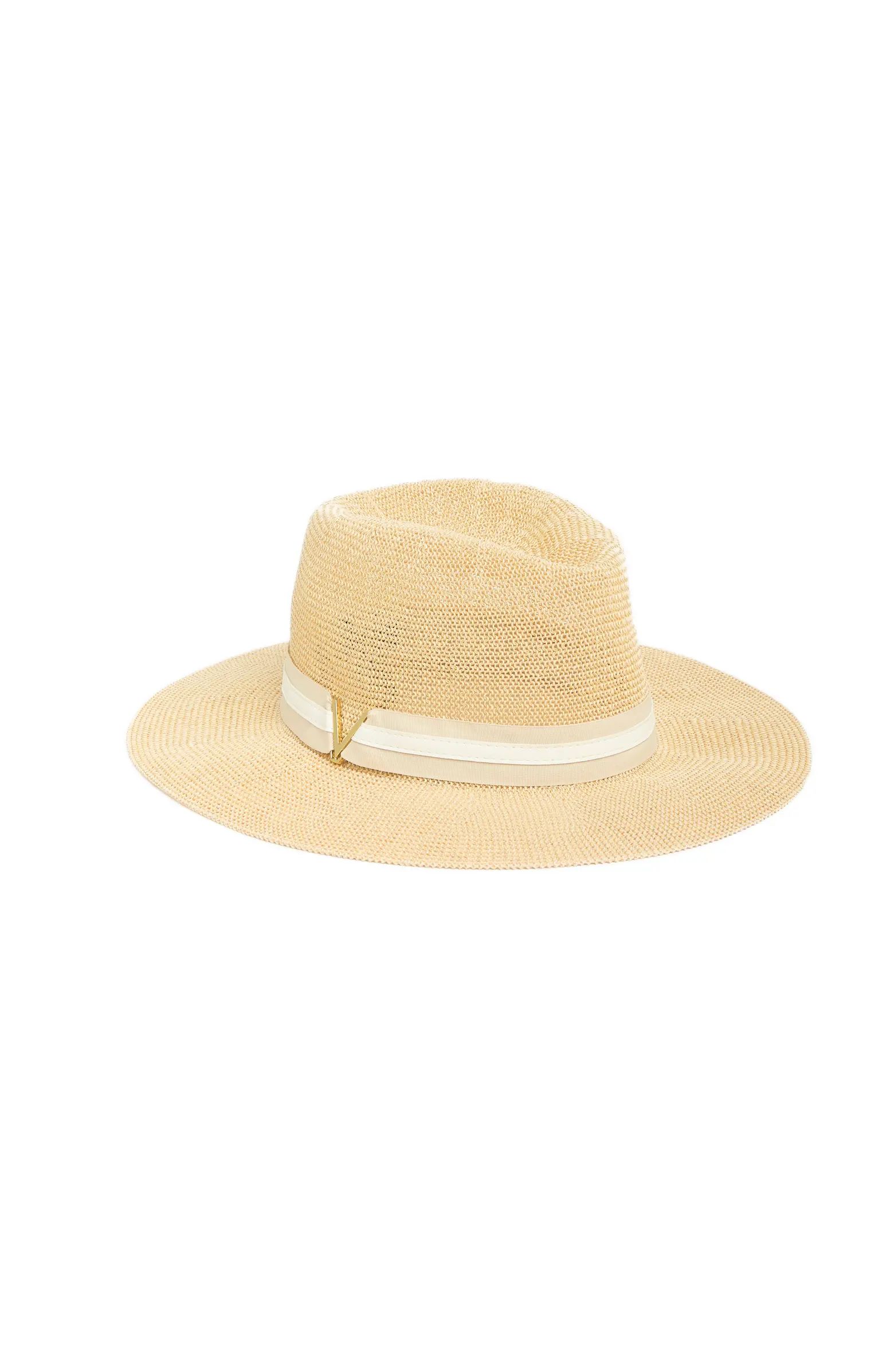 Grosgrain Faux Leather Band Panama Hat | Nordstrom Rack