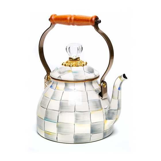 Sterling Check Enamel Tea Kettle - 2 Quart | MacKenzie-Childs