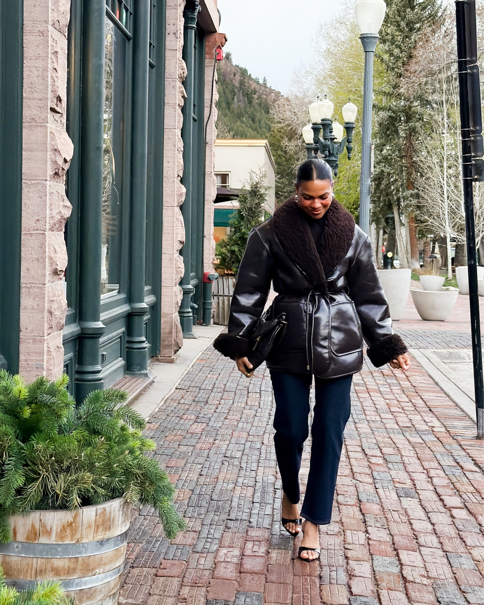 Aspen was so beautiful!! The weather was super unpredictable so I did this faux leather and Sherpa jacket with Madewell denim and another Schutz heel! 

#LTKTravel #LTKootd