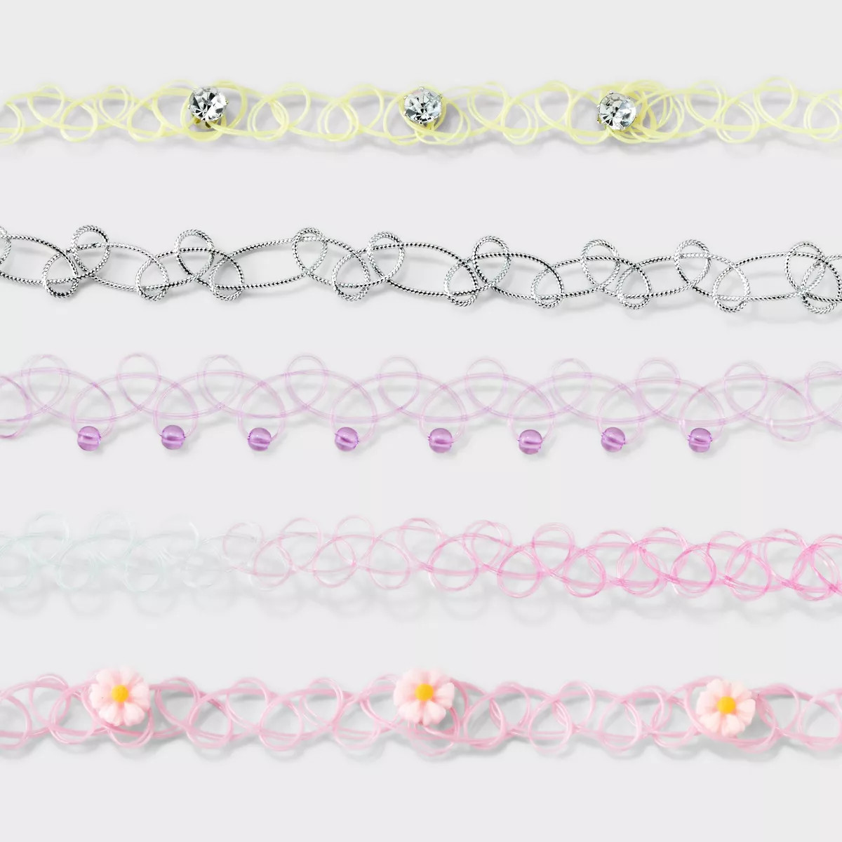 Girls' 5pk Tattoo Choker Necklace Set - Cat & Jack™: Pull-On Closure, 4 Inch Extender, Acrylic ... | Target