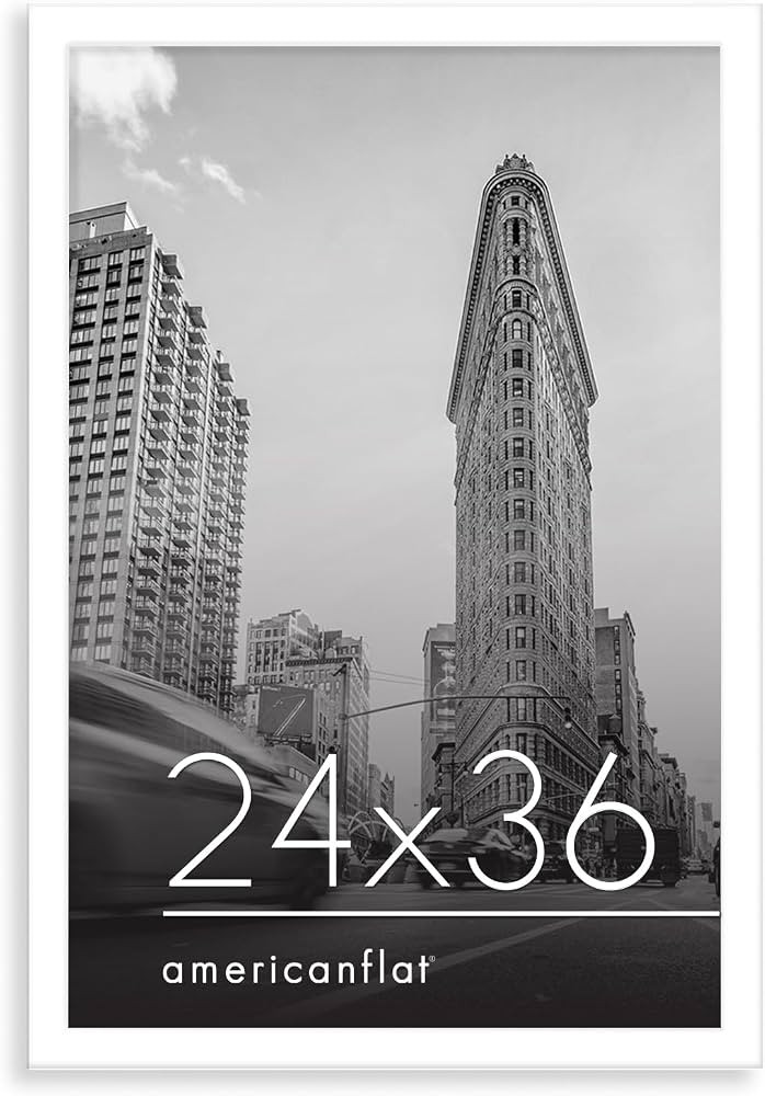 Americanflat 24x36 Poster Frame with Polished Plexiglass - White Picture Frame with Engineered Wo... | Amazon (US)