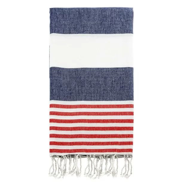 Swan Comfort 100% Cotton Pestemal Turkish Bath & Beach Towel, 39" x 70" - Navy - Red | Walmart (US)