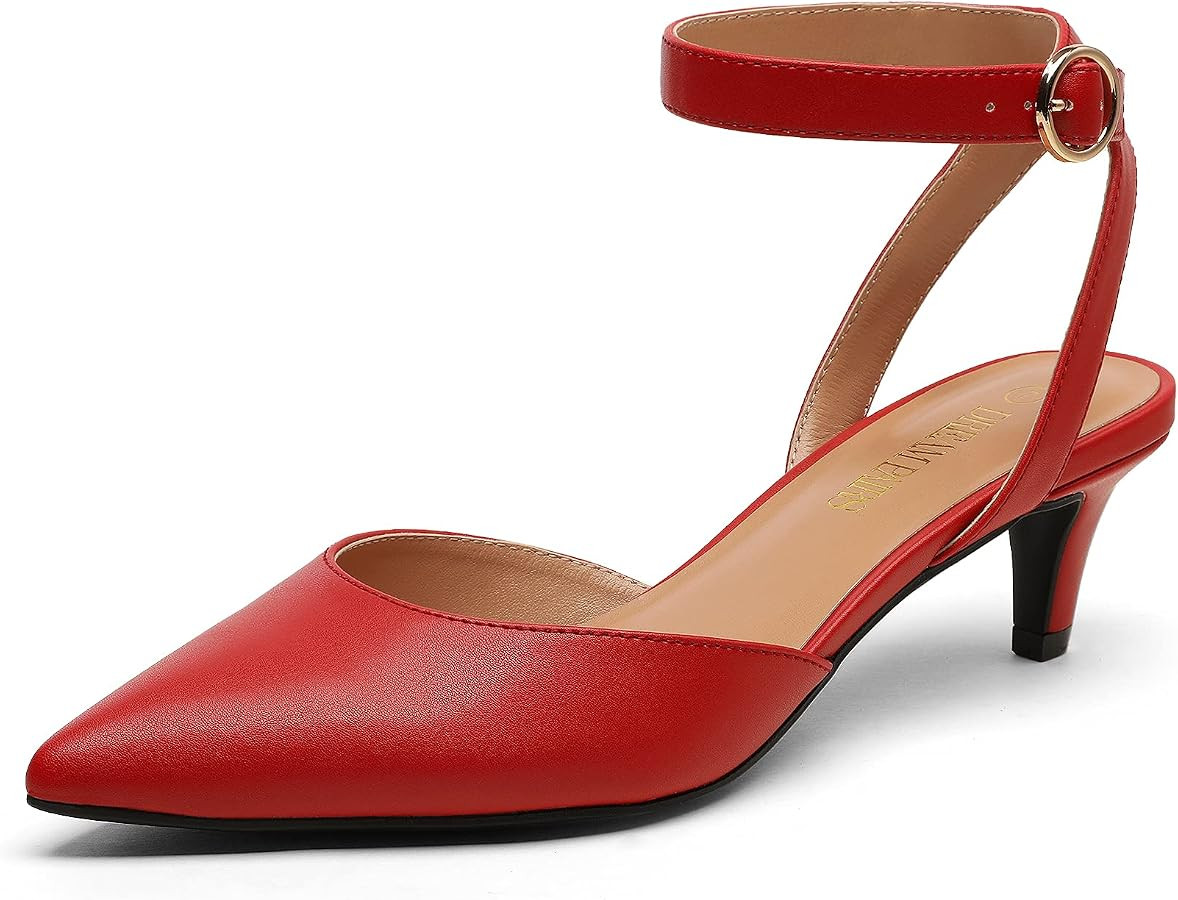 DREAM PAIRS Low Heels for Women Wedding Dress Closed Toe Pump Shoes | Amazon (US)